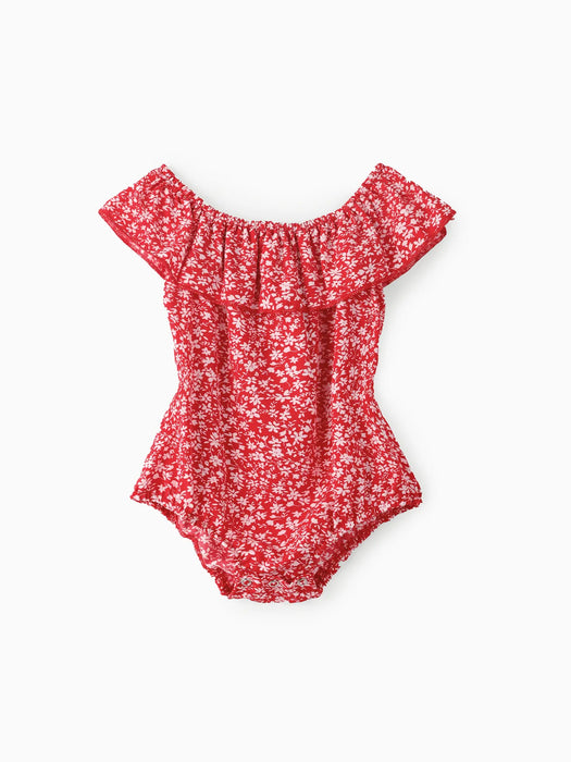All Over Floral Printed Family Matching Shirred Dress