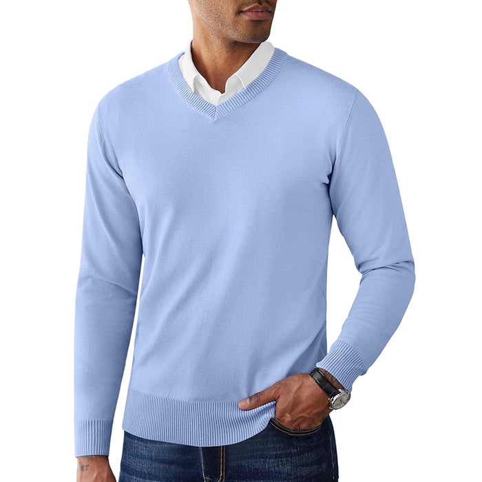 V Neck Pullover Sweater Slim Fit Casual Dress Sweater