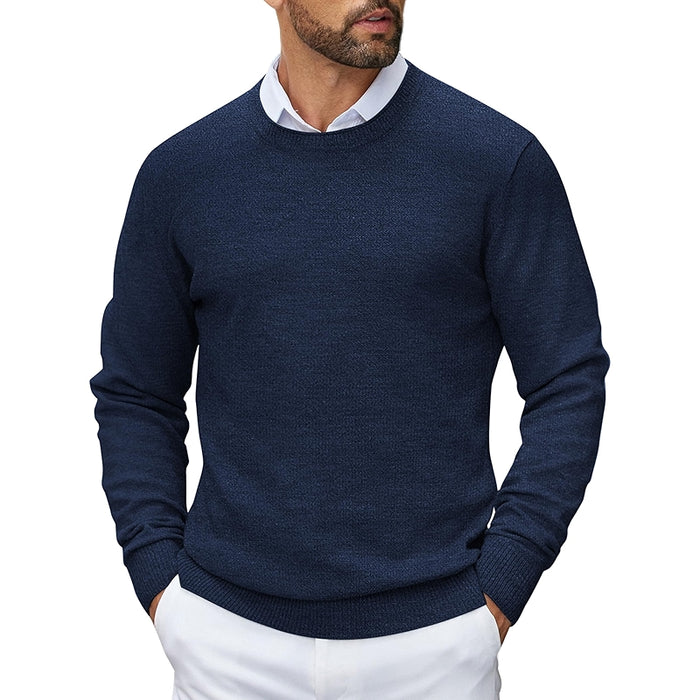 Crewneck Pullover Knit Sweater Lightweight With Ribbing Edge