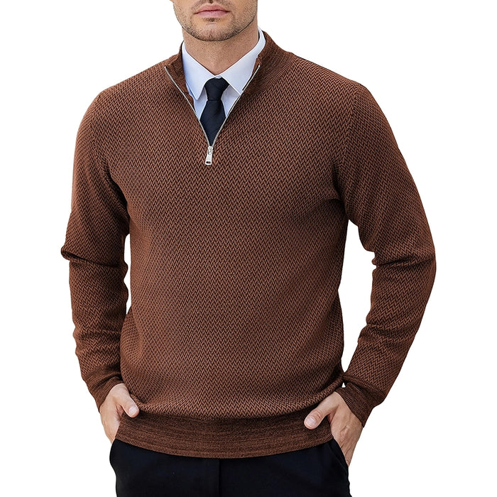 Quarter Zip Pullover Slim Fit Lightweight Knit Sweater