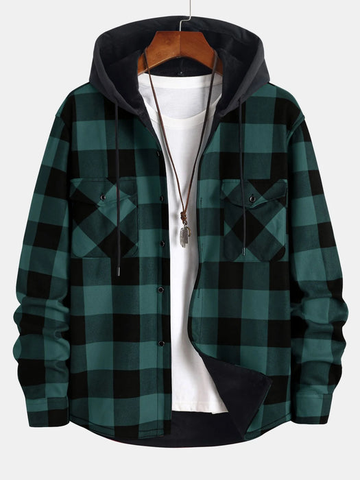 Check Patterned Hooded Shirt