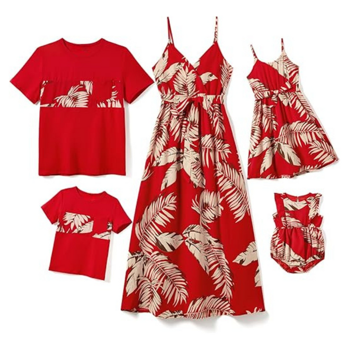 Matching Family Leaf Print Outfit Set