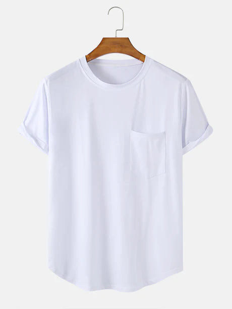 Solid Color Basic Tshirts With Pocket