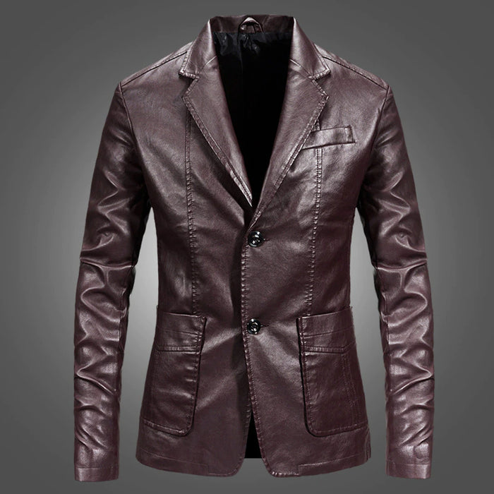 Spring Autumn Casual Business Blazer Leather Jackets