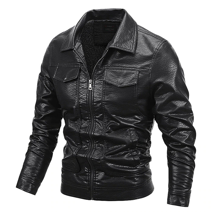 Winter Turn Down Collar Zipper Motorcycle Jacket