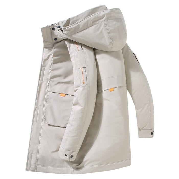Hooded Warm Long Slim Fit Black Winter Jacket