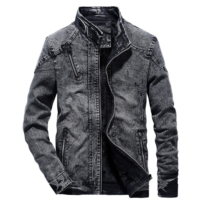 Vintage Men's Solid Casual Denim Jacket