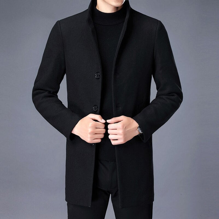 Men's Solid Stand Collar Slim Fit Coat