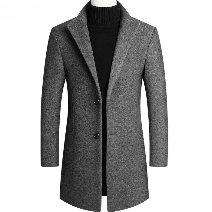 Men's Solid Winter Warm Long Coat