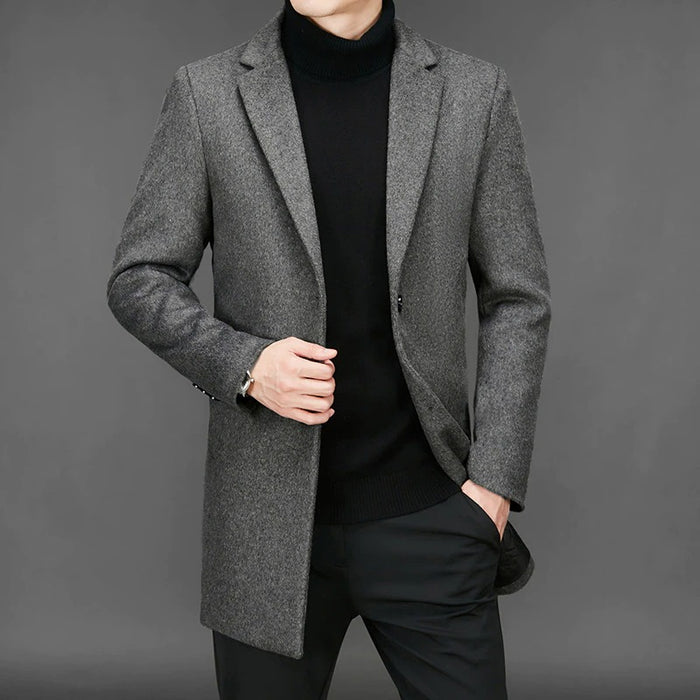 Men's Warm Casual Down Collar Long Coat