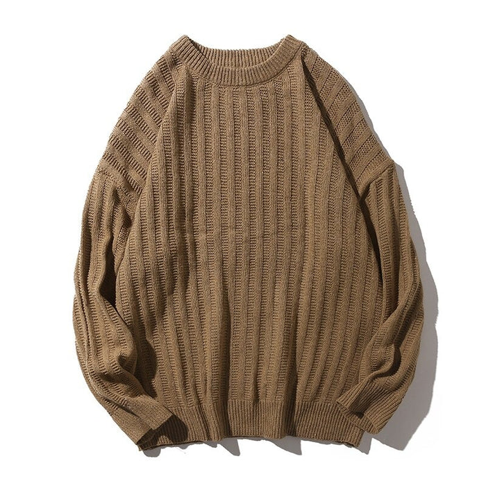 Men's Solid O Neck Loose Knitted Pullovers