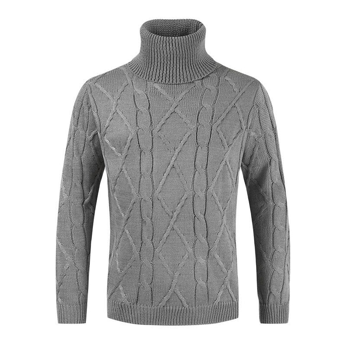 Men's Solid Loose Patterned Pullover Sweater