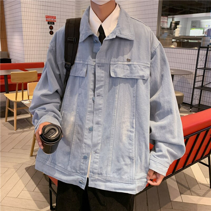 Men's Loose Turn Down Collar Denim Jacket