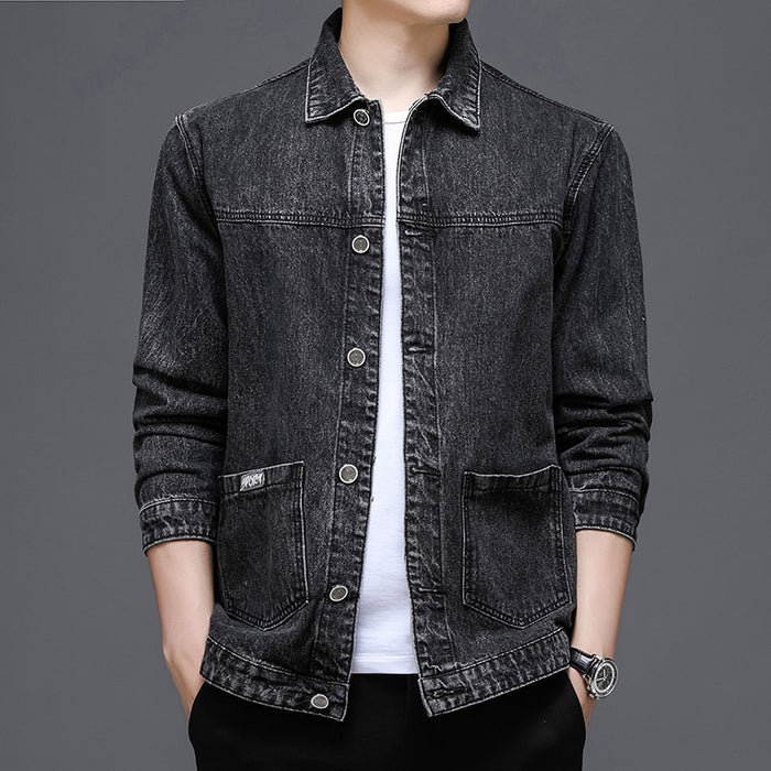 Men's Turn Down Collar Denim Jacket