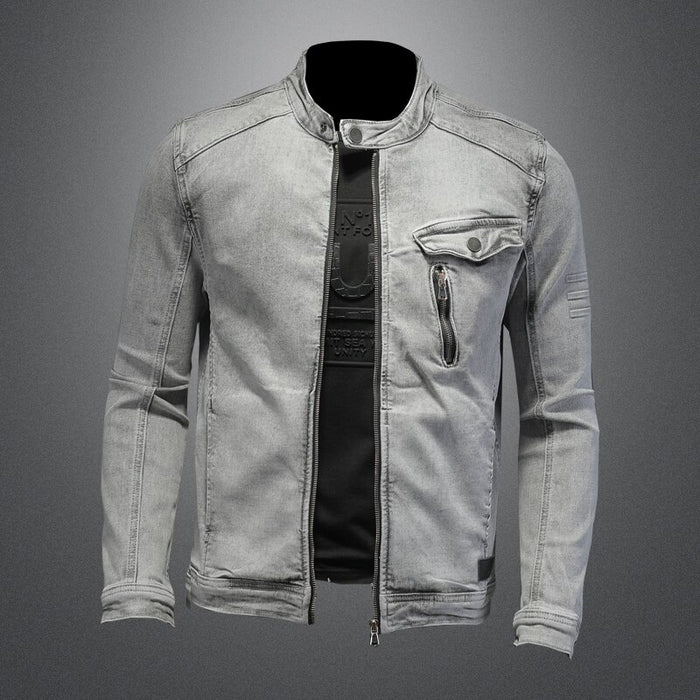 Men's Casual Cotton Stand Collar Denim Jacket