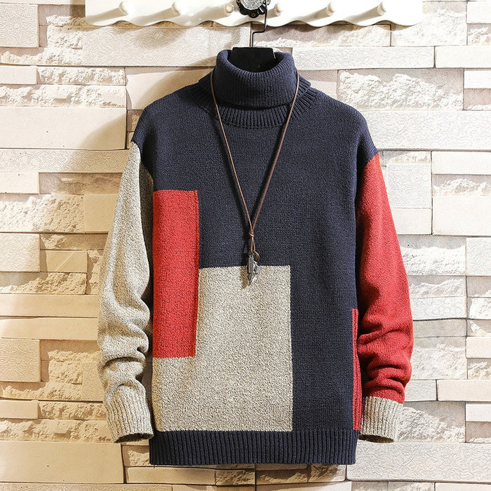 Men's Knitted Turtle Neck Pullover Sweater