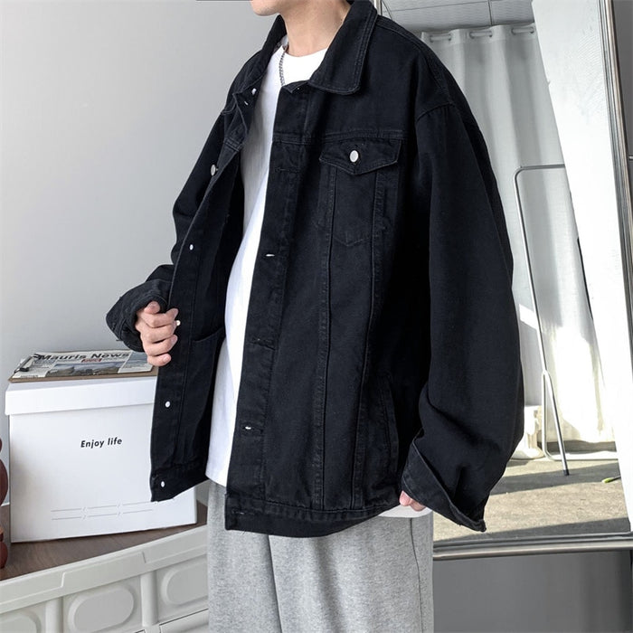 Men's Solid Loose Denim Jacket