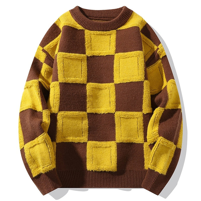 Men's O Neck Solid Patchwork Pullover
