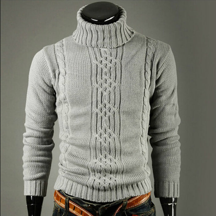 Men's Solid Knitted Pullover Sweater