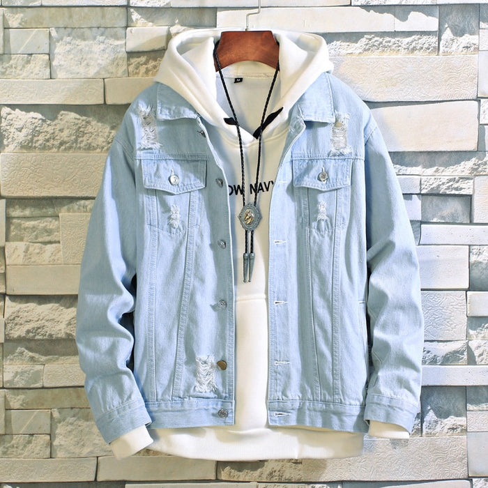 Men's Blue Loose Jeans Jacket