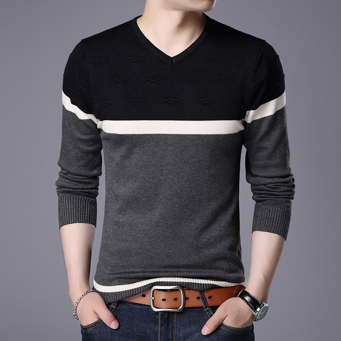 Men's V-Neck Pullover Casual Sweater