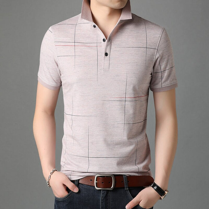 Men's Patterned Turn Down Collar Polo Shirt