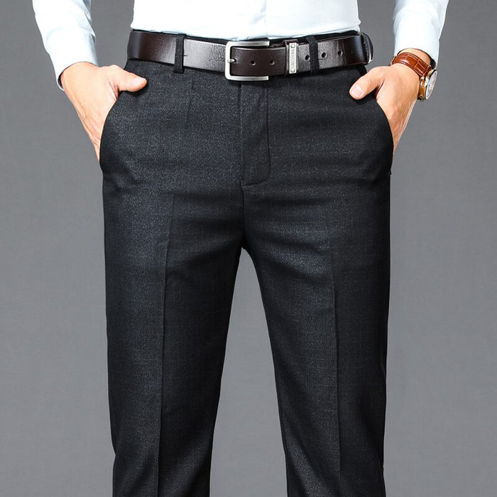 Men's Solid High Waist Formal Trouser