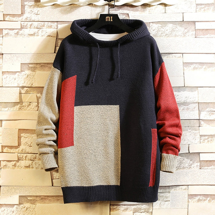 Men's Knitted Hooded Pullover Sweater