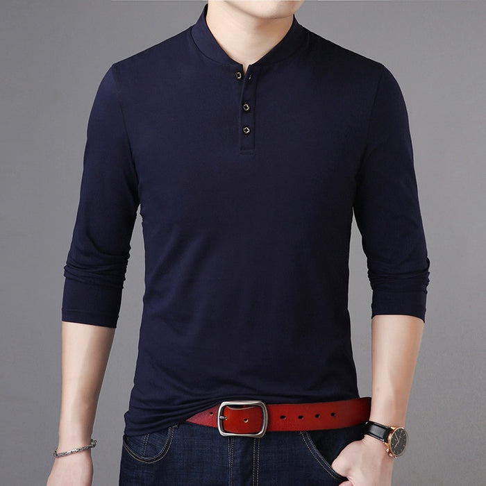 Men's Casual Long Sleeve Solid T-Shirt