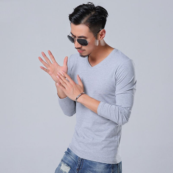Men's Casual Long Sleeved Solid T-Shirt