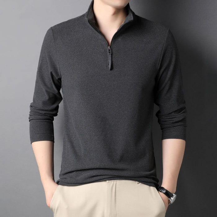 Men's Solid Zipper T-Shirt