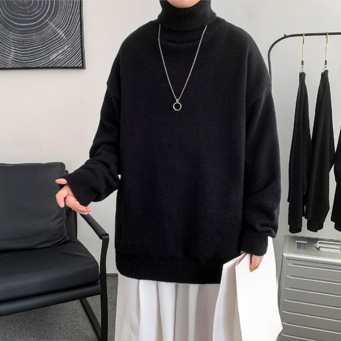 Men's Loose Fit Knitted Solid Pullover