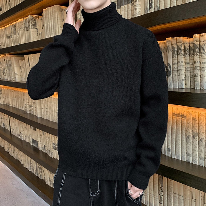 Men's Loose Knitted Turtleneck Pullover Sweater