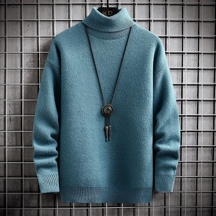 Men's Solid Turtle Neck Pullover Sweater