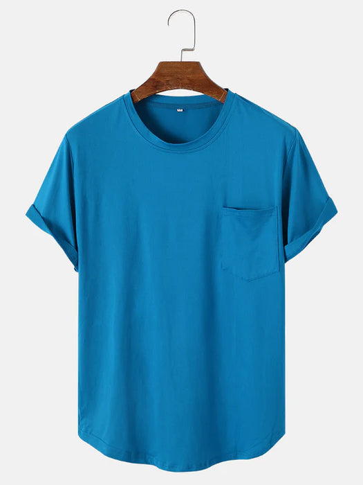 Solid Color Basic Tshirts With Pocket