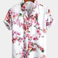 Men Flower Print Hawaiian Short Sleeve Shirt