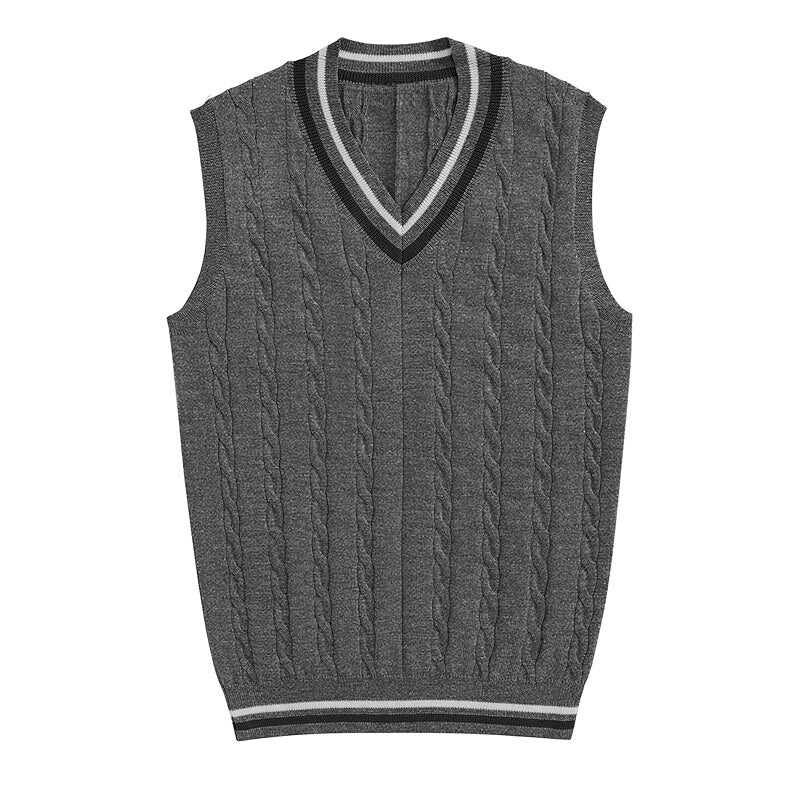 Striped Trim Cable Knit Vest