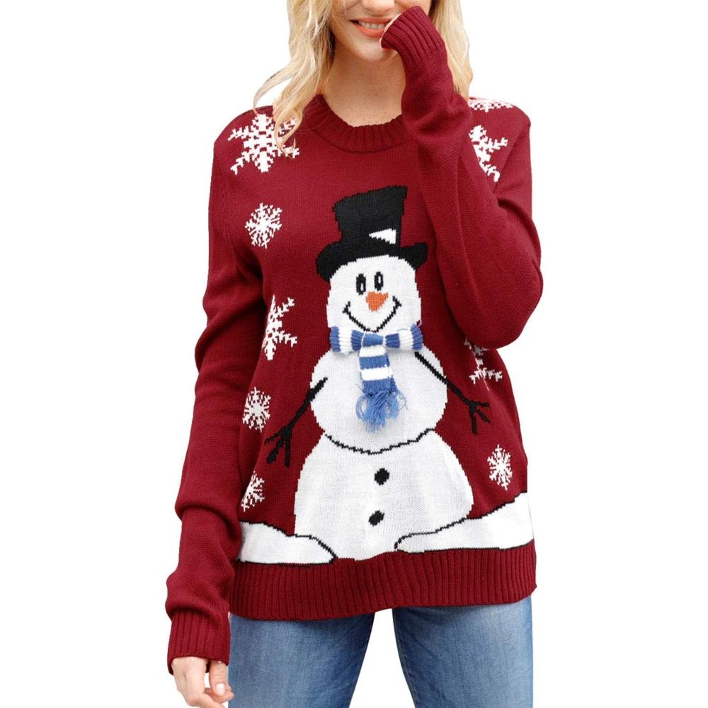 Long Sleeve Christmas Sweater With Holiday Print