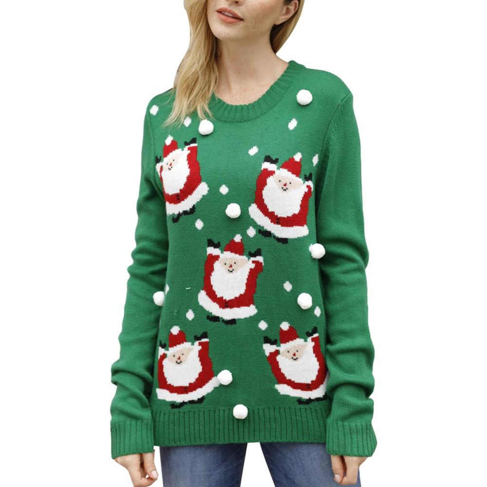 Long Sleeve Christmas Sweater With Holiday Print