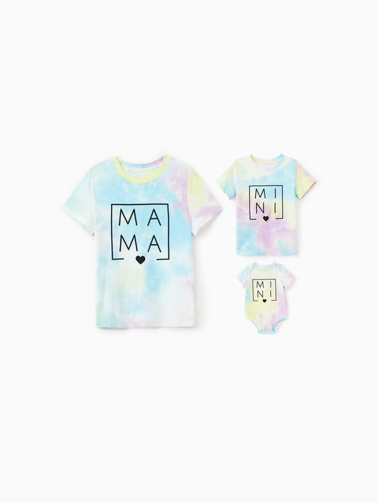 Pastel Tie Dye Family Matching T Shirts Set