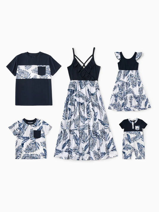 Family Coordinated Sleeveless Floral Outfits With Adjustable Straps