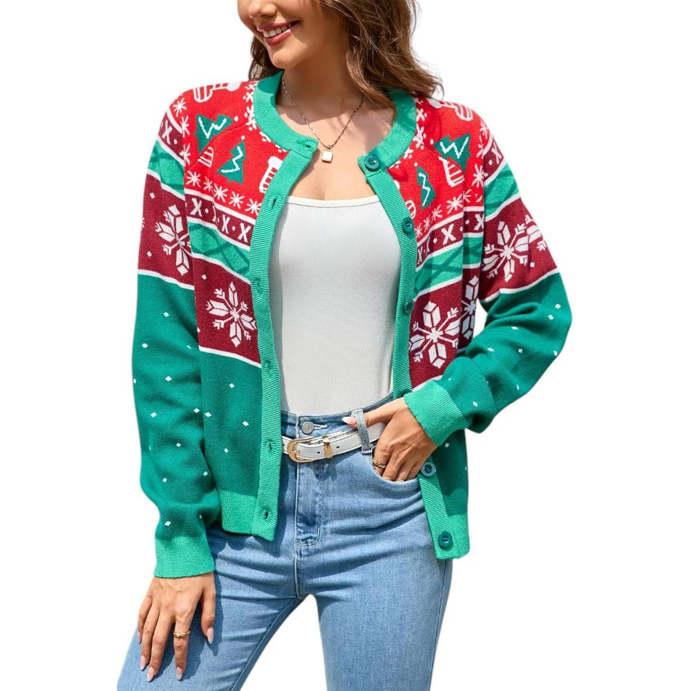 Classic Button Down Holiday Cardigan Sweater