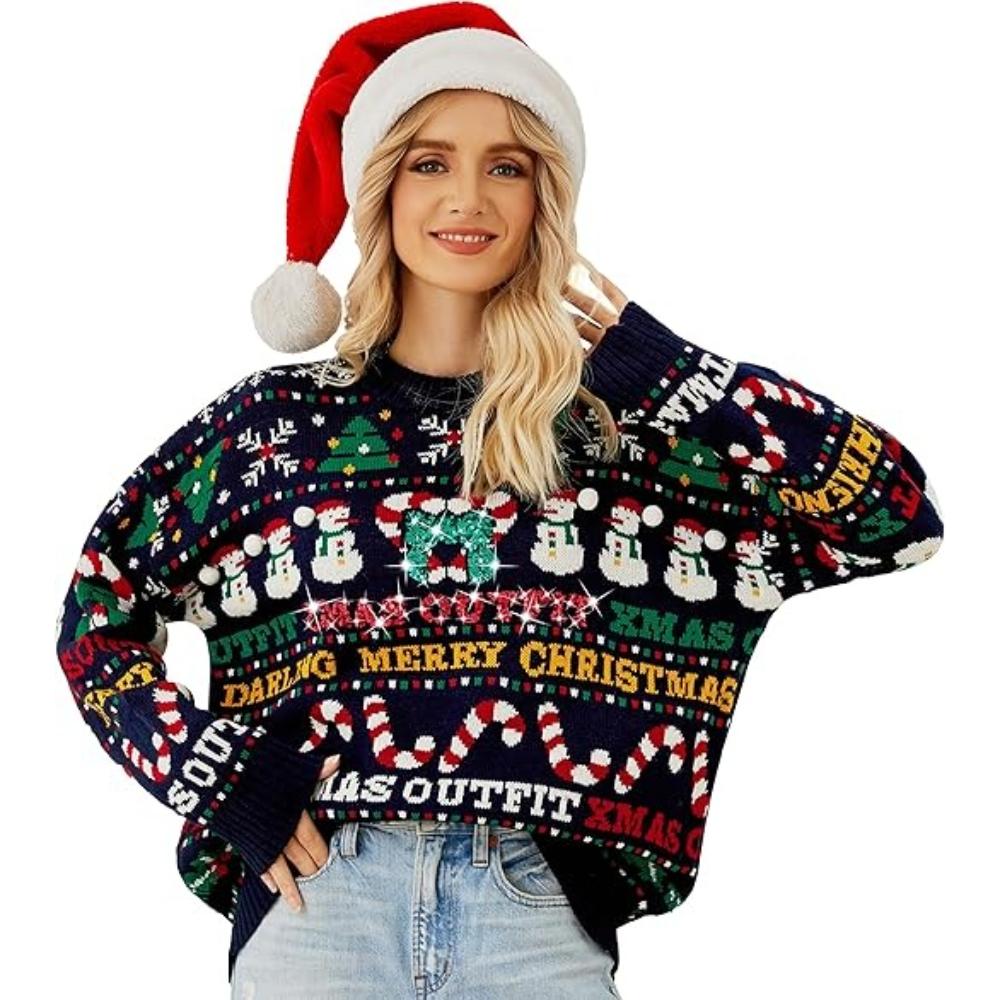 Festive Knitted Sweater For Holiday Parties