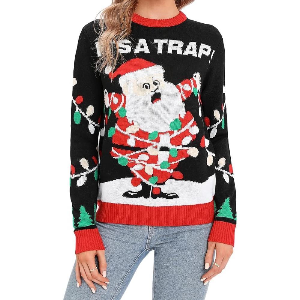 Festive Knitted Sweater For Holiday Parties