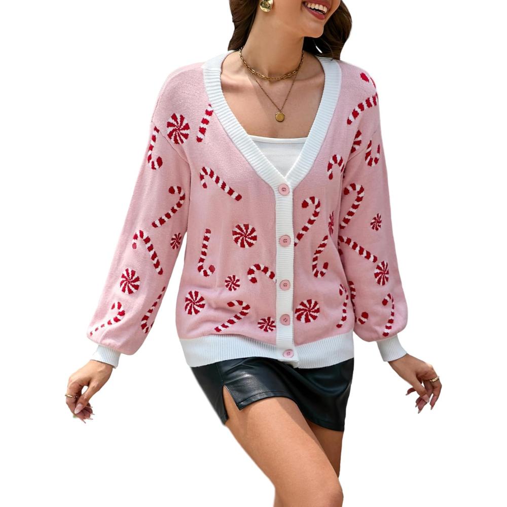 Classic Button Down Holiday Cardigan Sweater