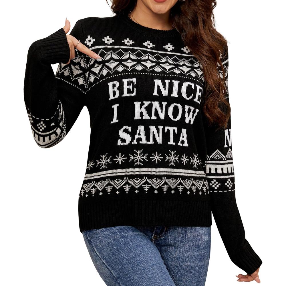 Festive Knitted Sweater For Holiday Parties