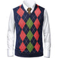 Bold Geometric Classic Argyle Pattern Vest