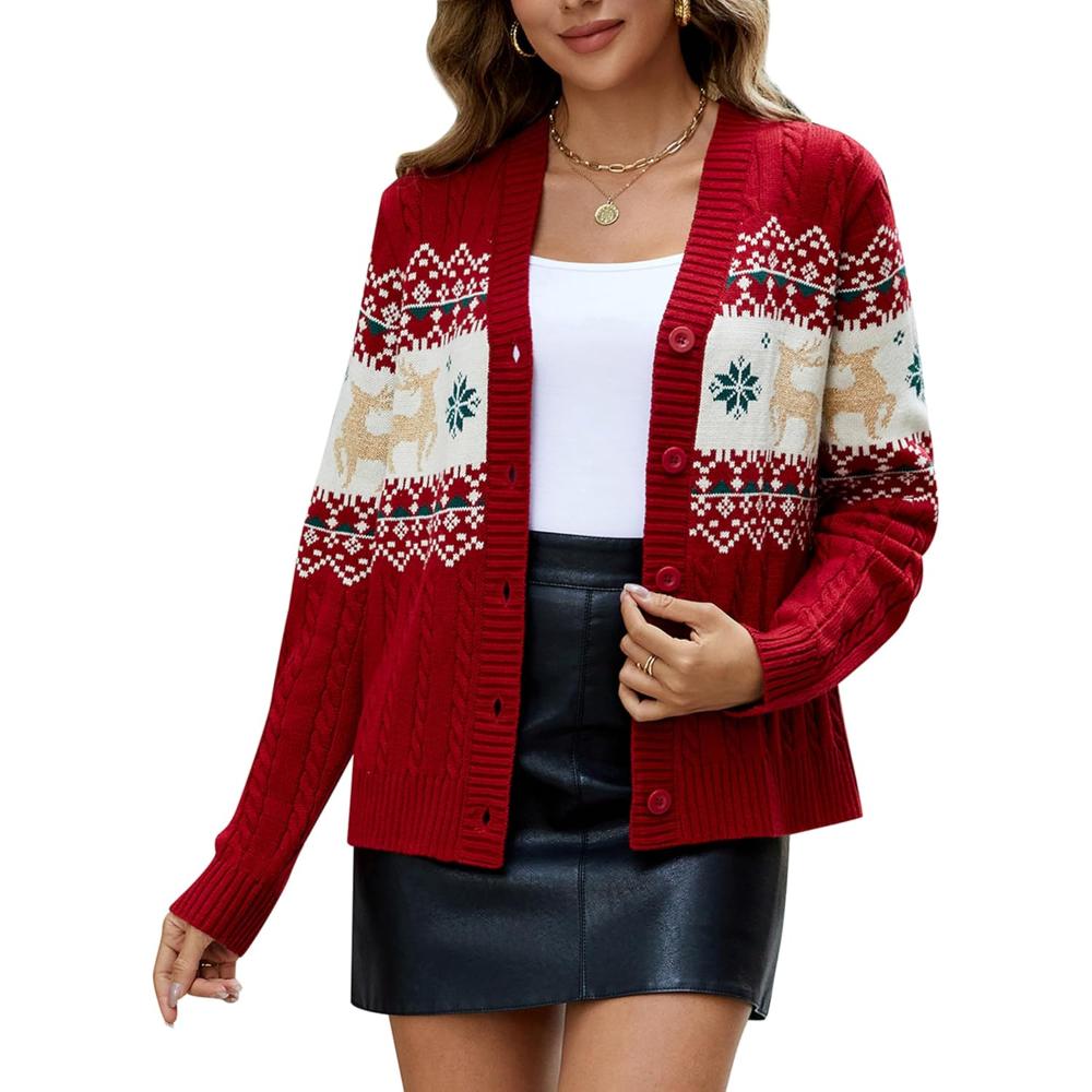 Classic Button Down Holiday Cardigan Sweater