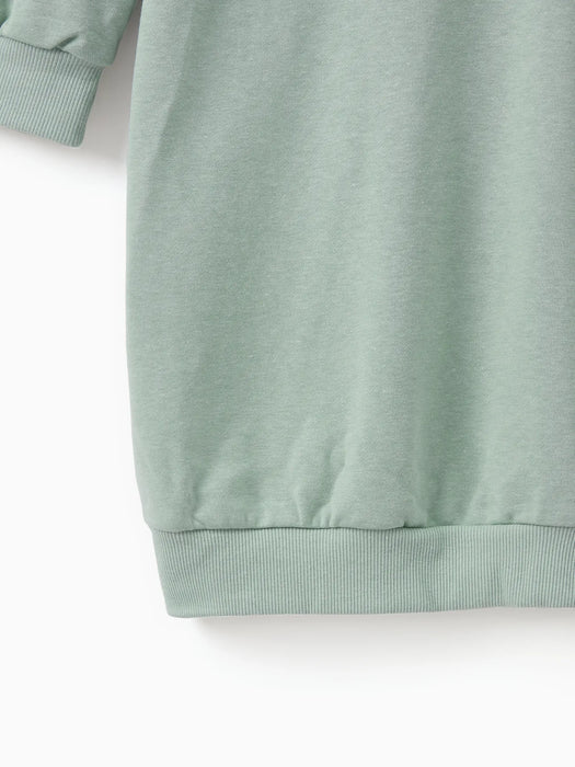 Letter Print Family Matching Hoodie Dress Set