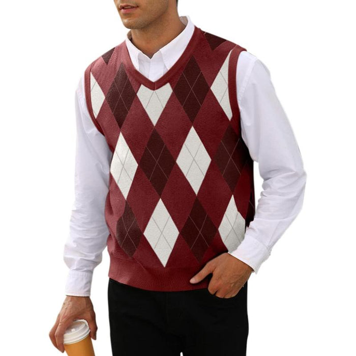 Classic Argyle Knit Vest